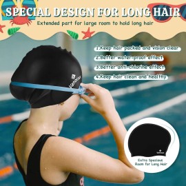 2 Pack Kids Swim Caps for Long/Short Hair, Unisex Silicone Swimming Cap for Age 3-15 Children Toddler Youth Teen, Waterproof Shower Cap Bathing Hats for Girls Boys with Ear Plugs & Nose Clip-8 2 Pack Kids Swim Caps for Long/Short Hair, Unisex Silicone Swimming Cap for Age 3-15 Children Toddler Youth Teen, Waterproof Shower Cap Bathing Hats for Girls Boys with Ear Plugs & Nose Clip-8