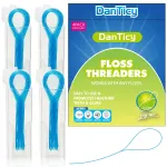 Floss Threaders, Deep Clean Dental Floss Threader for Braces, Bridges, and Implants 200PCS(4Pack),Blue