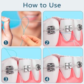 Floss Threaders, Deep Clean Dental Floss Threader for Braces, Bridges, and Implants 200PCS(4Pack),Blue Floss Threaders, Deep Clean Dental Floss Threader for Braces, Bridges, and Implants 200PCS(4Pack),Blue