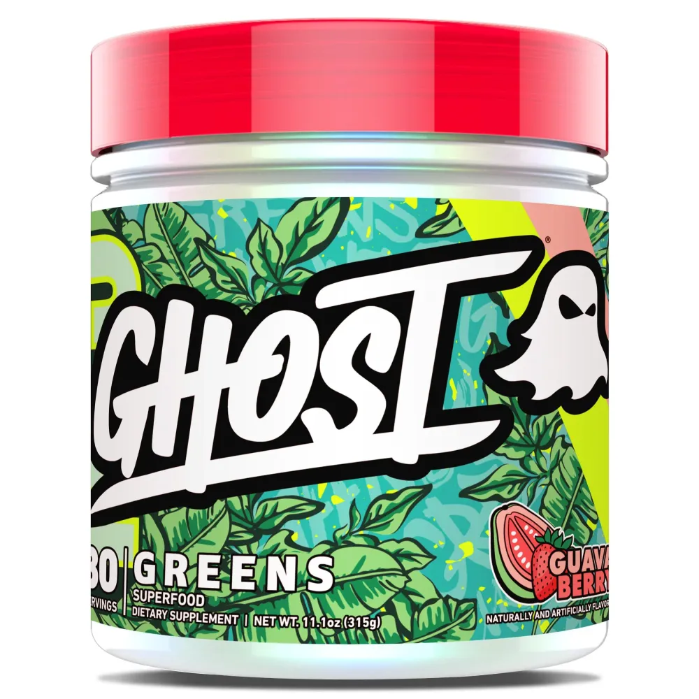 GHOST Greens Powder, Guava Berry - 30 Servings - 19 Superfood Greens & Reds Powder, Fruits, Vegetables, Spirulina, & Chlorella, Prebiotics, 10 Billion CFU Probiotic & Digestive Enzymes - Gluten-Free GHOST Greens Powder, Guava Berry - 30 Servings - 19 Superfood Greens & Reds Powder, Fruits, Vegetables, Spirulina, & Chlorella, Prebiotics, 10 Billion CFU Probiotic & Digestive Enzymes - Gluten-Free