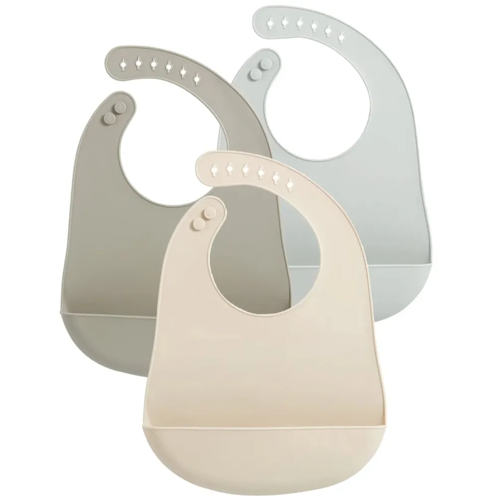 PandaEar 3 Pack Waterproof Silicone Baby Bibs| Super Thin Light Weight for Babies & Toddlers| Adjustable Soft Silicone Feeding Bibs with Food Catcher Pocket, Unisex, Non Messy PandaEar 3 Pack Waterproof Silicone Baby Bibs| Super Thin Light Weight for Babies & Toddlers| Adjustable Soft Silicone Feeding Bibs with Food Catcher Pocket, Unisex, Non Messy