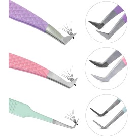 SIVOTE Lash Tweezers for Eyelash Extensions, Set of 3 - Volume, Volume Boot, Slim 90 Degree Tweezers with Fiber Tips in Pastel Colors, Ideal for Mega, Volume & Russian Lashes - Includes Leather Pouch SIVOTE Lash Tweezers for Eyelash Extensions, Set of 3 - Volume, Volume Boot, Slim 90 Degree Tweezers with Fiber Tips in Pastel Colors, Ideal for Mega, Volume & Russian Lashes - Includes Leather Pouch