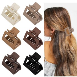 Medium Claw Hair Clips for Women Girls, 2 Matte Rectangle Small Hair Claw Clips for Thin/Medium Thick Hair, Hair Jaw Clips Nonslip Clips (Warm color) Medium Claw Hair Clips for Women Girls, 2 Matte Rectangle Small Hair Claw Clips for Thin/Medium Thick Hair, Hair Jaw Clips Nonslip Clips (Warm color)
