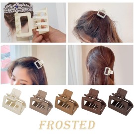 Medium Claw Hair Clips for Women Girls, 2 Matte Rectangle Small Hair Claw Clips for Thin/Medium Thick Hair, Hair Jaw Clips Nonslip Clips (Warm color) Medium Claw Hair Clips for Women Girls, 2 Matte Rectangle Small Hair Claw Clips for Thin/Medium Thick Hair, Hair Jaw Clips Nonslip Clips (Warm color)