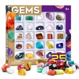 Byncceh Rock Collection Box for Kids - 25 Unique Gemstones- Educational Science Kit, Great STEM Gift for Boys & Girls Byncceh Rock Collection Box for Kids - 25 Unique Gemstones- Educational Science Kit, Great STEM Gift for Boys & Girls