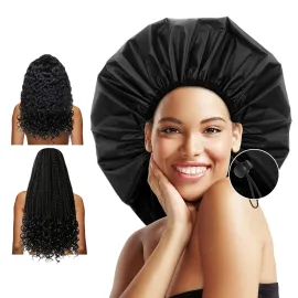 Auban Extra Large Shower Cap, Waterproof Reusable Hair Cap, XL Satin Lined Shower Bonnet for Women Men Thick Long Hair, Braids, Dreadlocks(Adjustable) Auban Extra Large Shower Cap, Waterproof Reusable Hair Cap, XL Satin Lined Shower Bonnet for Women Men Thick Long Hair, Braids, Dreadlocks(Adjustable)