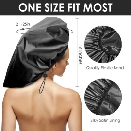Auban Extra Large Shower Cap, Waterproof Reusable Hair Cap, XL Satin Lined Shower Bonnet for Women Men Thick Long Hair, Braids, Dreadlocks(Adjustable) Auban Extra Large Shower Cap, Waterproof Reusable Hair Cap, XL Satin Lined Shower Bonnet for Women Men Thick Long Hair, Braids, Dreadlocks(Adjustable)