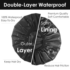 Auban Extra Large Shower Cap, Waterproof Reusable Hair Cap, XL Satin Lined Shower Bonnet for Women Men Thick Long Hair, Braids, Dreadlocks(Adjustable) Auban Extra Large Shower Cap, Waterproof Reusable Hair Cap, XL Satin Lined Shower Bonnet for Women Men Thick Long Hair, Braids, Dreadlocks(Adjustable)