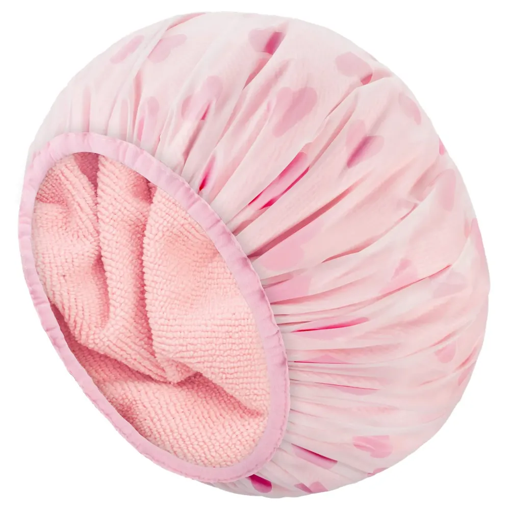 Auban Shower Cap, Shower Cap for Women Terry Cloth Lined EVA Exterior Reusable Double Layer Waterproof, Large Bath Hair Cap, Hotel Travel Essentials Accessories Cleaning Supplies(Pink) Auban Shower Cap, Shower Cap for Women Terry Cloth Lined EVA Exterior Reusable Double Layer Waterproof, Large Bath Hair Cap, Hotel Travel Essentials Accessories Cleaning Supplies(Pink)