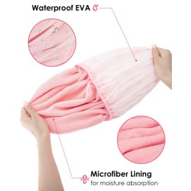Auban Shower Cap, Shower Cap for Women Terry Cloth Lined EVA Exterior Reusable Double Layer Waterproof, Large Bath Hair Cap, Hotel Travel Essentials Accessories Cleaning Supplies(Pink) Auban Shower Cap, Shower Cap for Women Terry Cloth Lined EVA Exterior Reusable Double Layer Waterproof, Large Bath Hair Cap, Hotel Travel Essentials Accessories Cleaning Supplies(Pink)