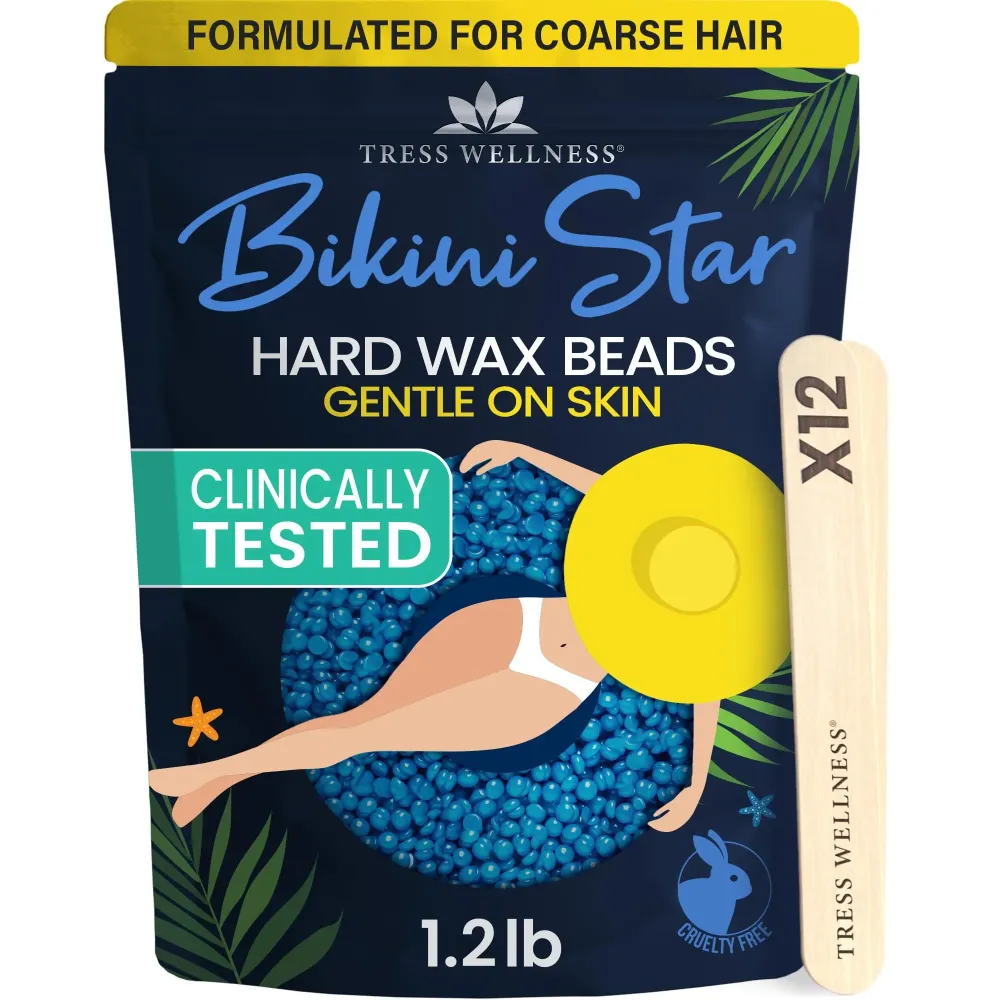 Tress Wellness Hard wax beads for hair removal - For sensitive skin - Bikini Star 1.2lb Tress Wellness Hard wax beads for hair removal - For sensitive skin - Bikini Star 1.2lb