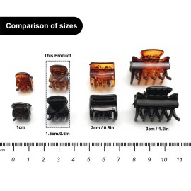 48pcs Mini Hair Claw Clips for Women Girls, Small Tiny Hair Clips Claws Little Plastic Jaw Clamps Clips with Transparent Box (Black/Brown/Clear)