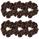 Sufermoe 6 Pcs Satin Silk Hair Scrunchies, 4.5 Inch, Dark Brown, Hair Accessories for Women and Girls
