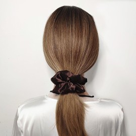 Sufermoe 6 Pcs Satin Silk Hair Scrunchies, 4.5 Inch, Dark Brown, Hair Accessories for Women and Girls