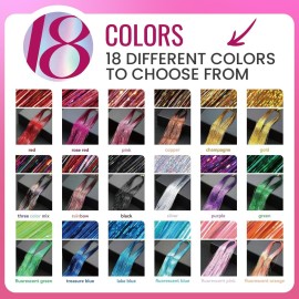 NIACONN Glitter Hair Tinsel Extensions Kit 18 Colors with Tools and Beads, 48 Inch Sparkly Fairy Colorful Tensile Strands Shiny Hair Accessories for Women Girls Kids NIACONN Glitter Hair Tinsel Extensions Kit 18 Colors with Tools and Beads, 48 Inch Sparkly Fairy Colorful Tensile Strands Shiny Hair Accessories for Women Girls Kids