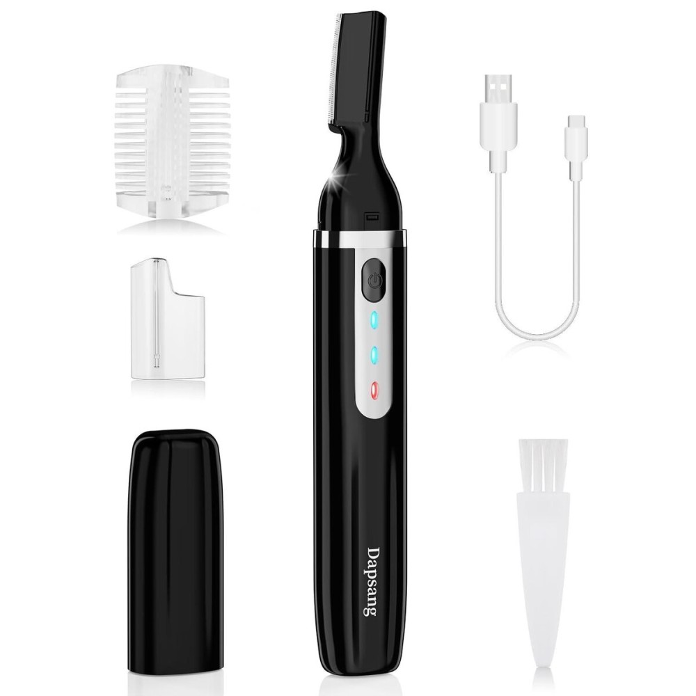 Dapsang Eyebrow Trimmer, Electric Eyebrow Razor for Women Men, Rechargeable Painless LED Light Facial Hair Shaver Remover with Rinseable Blade for Face Lips Neck Leg Dapsang Eyebrow Trimmer, Electric Eyebrow Razor for Women Men, Rechargeable Painless LED Light Facial Hair Shaver Remover with Rinseable Blade for Face Lips Neck Leg