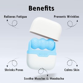 Leeshine Ice Roller for Face and Eyes - Facial Skin Care Tools with 2 in 1 Massage Roller and Travel Case Self Care Gift.Men Women (Blue)