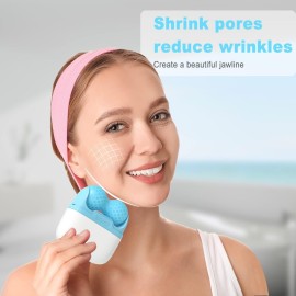 Leeshine Ice Roller for Face and Eyes - Facial Skin Care Tools with 2 in 1 Massage Roller and Travel Case Self Care Gift.Men Women (Blue)
