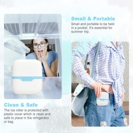 Leeshine Ice Roller for Face and Eyes - Facial Skin Care Tools with 2 in 1 Massage Roller and Travel Case Self Care Gift.Men Women (Blue)