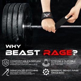 BEAST RAGE Lifting Wrist Straps for Weightlifting, Weight Lifting Straps Gym Power Workouts Lifting Straps Padded Cotton Men Women Supportive Lift Deadlift Straps Hard Pull Exercise Straps (Black) BEAST RAGE Lifting Wrist Straps for Weightlifting, Weight Lifting Straps Gym Power Workouts Lifting Straps Padded Cotton Men Women Supportive Lift Deadlift Straps Hard Pull Exercise Straps (Black)