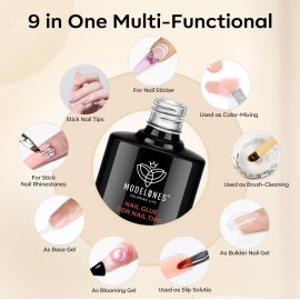Modelones 9 in One Nail Glue Gel Nail Prep Dehydrate Gel Nail Kit Nail Extension Set for False Nail Tips/Acrylic Nails/Base Gel/Bloom Gel/Adhesive Bond, Long Lasting Curing Needed Modelones 9 in One Nail Glue Gel Nail Prep Dehydrate Gel Nail Kit Nail Extension Set for False Nail Tips/Acrylic Nails/Base Gel/Bloom Gel/Adhesive Bond, Long Lasting Curing Needed