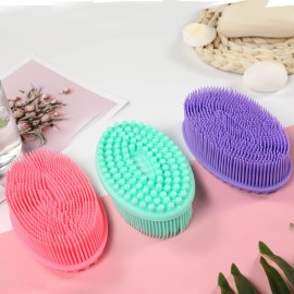 Silicone Body Scrubber Loofah - Set of 3 Soft Exfoliating Body Bath Shower Scrubber Loofah Brush for Sensitive Kids Women Men All Kinds of Skin(Purple/Green/Pink) Silicone Body Scrubber Loofah - Set of 3 Soft Exfoliating Body Bath Shower Scrubber Loofah Brush for Sensitive Kids Women Men All Kinds of Skin(Purple/Green/Pink)