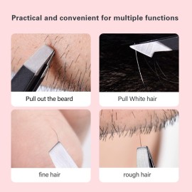 Tweezers Set, High Precision Stainless Steel Eyebrow Tweezers for Facial Hair, Inward Growing Hair and Splinter Remover Kit, Suitable for Women and Men, 4-Piece Set. (Black) Tweezers Set, High Precision Stainless Steel Eyebrow Tweezers for Facial Hair, Inward Growing Hair and Splinter Remover Kit, Suitable for Women and Men, 4-Piece Set. (Black)