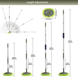 Wall Cleaner, Max 66\'\' Wall Mop with Long Handle, Ceiling Dust Mop with 15 Labor-Saving Elbow Extension Pole, Baseboard Duster Washer Scrubber, High Reach Window Cleaning Brush, Roof Cleaning Tool-GN Wall Cleaner, Max 66\'\' Wall Mop with Long Handle, Ceiling Dust Mop with 15 Labor-Saving Elbow Extension Pole, Baseboard Duster Washer Scrubber, High Reach Window Cleaning Brush, Roof Cleaning Tool-GN