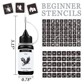 Temporary Tattoo Ink and Stencils for Adults Teens Kids, Temporary Tattoo Kit Skin Friendly - Black Red Brown Green Purple Blue Orange Temporary Tattoo Ink and Stencils for Adults Teens Kids, Temporary Tattoo Kit Skin Friendly - Black Red Brown Green Purple Blue Orange