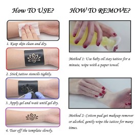 Temporary Tattoo Ink and Stencils for Adults Teens Kids, Temporary Tattoo Kit Skin Friendly - Black Red Brown Green Purple Blue Orange Temporary Tattoo Ink and Stencils for Adults Teens Kids, Temporary Tattoo Kit Skin Friendly - Black Red Brown Green Purple Blue Orange