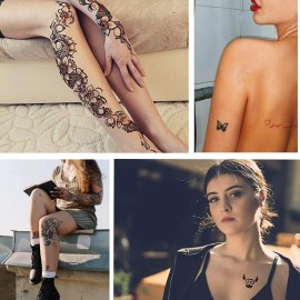 Temporary Tattoo Ink and Stencils for Adults Teens Kids, Temporary Tattoo Kit Skin Friendly - Black Red Brown Green Purple Blue Orange Temporary Tattoo Ink and Stencils for Adults Teens Kids, Temporary Tattoo Kit Skin Friendly - Black Red Brown Green Purple Blue Orange