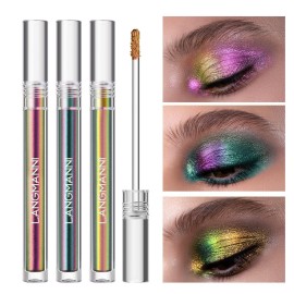 Jolilab Metallic Liquid Chameleon Eyeshadow, Multi-Dimensional Eye Looks, Long-lasting Holographic Glitter Multichrome Eyeshadows Makeup (Peacock+Wonder+Ember)