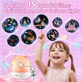 PIKOY Night Light for Kids, 15 Films+15 Sound Machine for Kids Projector Light, 360 Rotation Princess Night Light Projector for Kids Room,Remote+Rechargeable Unicorn Lamp,Unicorn Gifts for Girls Toys PIKOY Night Light for Kids, 15 Films+15 Sound Machine for Kids Projector Light, 360 Rotation Princess Night Light Projector for Kids Room,Remote+Rechargeable Unicorn Lamp,Unicorn Gifts for Girls Toys