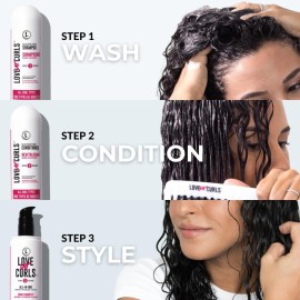 Love Ur Curls - Shampoo & Conditioner Set with All in One Curl Cream Styler for Curly Hair, 3 Step System for Repair and Moisturizing