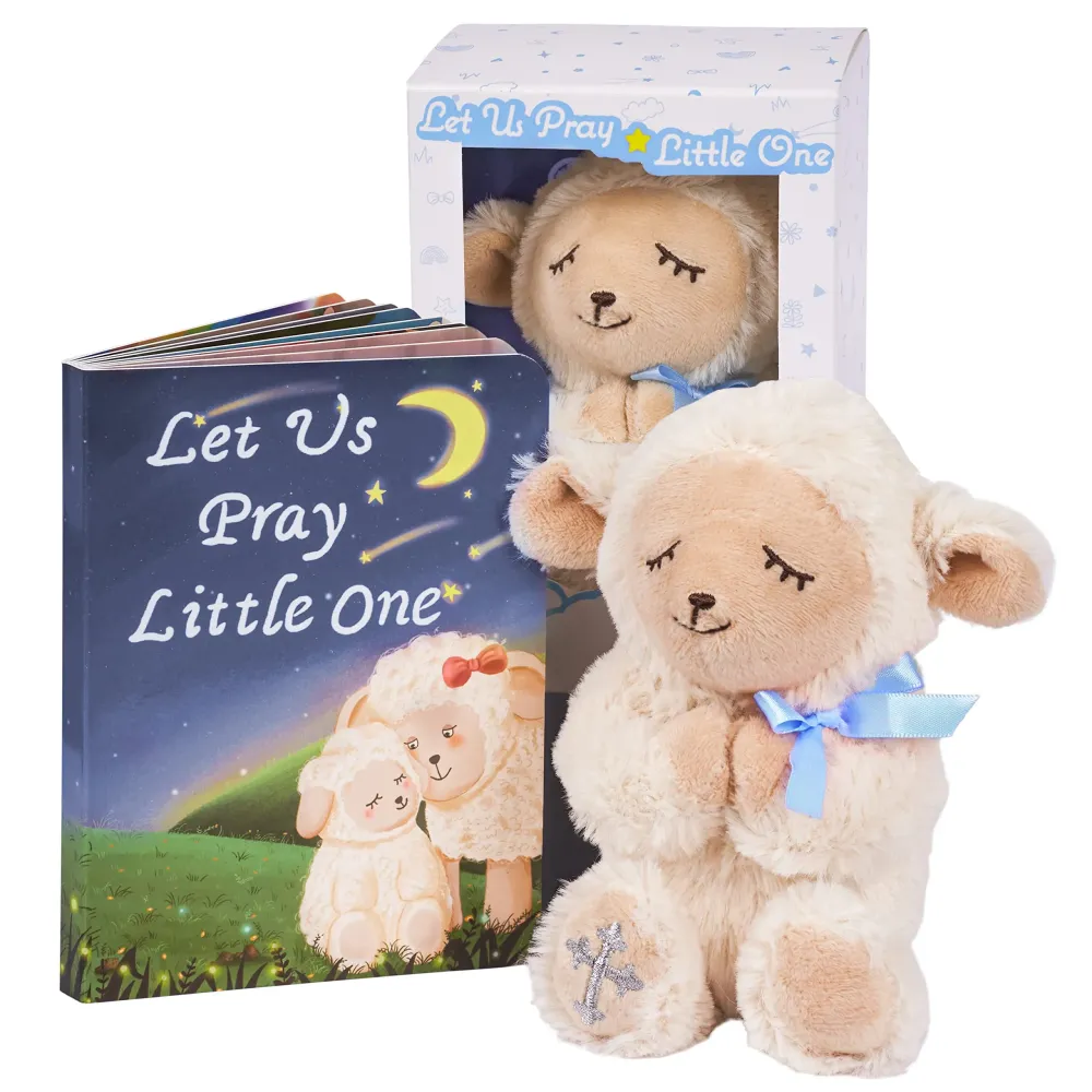 MyMateZoe Baptism Gifts for Boys, Great Christening, Dedication and Baptism Gift Set for Boys and Newborn Baby, Includes 7 Praying Lamb Plush Toy and Let Us Pray Baby Book in Keepsake Gift Box MyMateZoe Baptism Gifts for Boys, Great Christening, Dedication and Baptism Gift Set for Boys and Newborn Baby, Includes 7 Praying Lamb Plush Toy and Let Us Pray Baby Book in Keepsake Gift Box