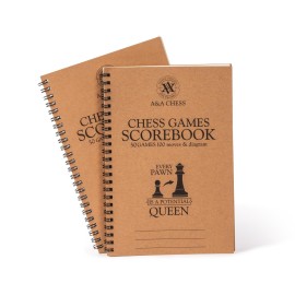 A&A 2 Pack Chess Scorebook, 50 Games Recordable, 100 Moves Per Game, Eye-Protection Chess Scorebook / 5.5 x 8.25 in.