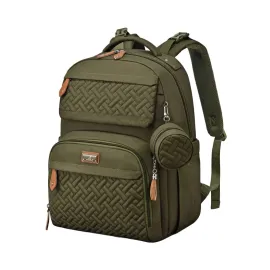 BabbleRoo Diaper Bag Backpack, Travel Backpack with Changing Pad, Pacifier Case & Stroller Straps, Multifunction, Waterproof, Unisex - Army Green