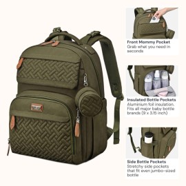 BabbleRoo Diaper Bag Backpack, Travel Backpack with Changing Pad, Pacifier Case & Stroller Straps, Multifunction, Waterproof, Unisex - Army Green BabbleRoo Diaper Bag Backpack, Travel Backpack with Changing Pad, Pacifier Case & Stroller Straps, Multifunction, Waterproof, Unisex - Army Green