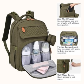 BabbleRoo Diaper Bag Backpack, Travel Backpack with Changing Pad, Pacifier Case & Stroller Straps, Multifunction, Waterproof, Unisex - Army Green BabbleRoo Diaper Bag Backpack, Travel Backpack with Changing Pad, Pacifier Case & Stroller Straps, Multifunction, Waterproof, Unisex - Army Green