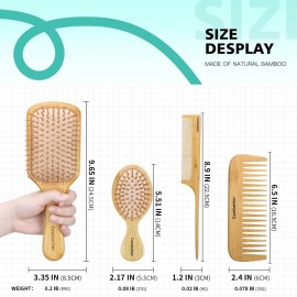 100% Bamboo Hair Brushes and Comb Set by Combetter, Comb for Women and Detangling, Great on All Hair, Eco-Friendly and Handmade for Women Men and Kids 100% Bamboo Hair Brushes and Comb Set by Combetter, Comb for Women and Detangling, Great on All Hair, Eco-Friendly and Handmade for Women Men and Kids
