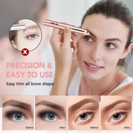 Eyebrow Trimmer for Women, Rechargeable Eyebrow Hair Remover, Painless Electric Razor with 2 x Replacement Heads, Eye Brow and Face Epilator Hair Removal (Rose Gold) Eyebrow Trimmer for Women, Rechargeable Eyebrow Hair Remover, Painless Electric Razor with 2 x Replacement Heads, Eye Brow and Face Epilator Hair Removal (Rose Gold)