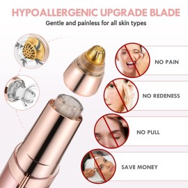 Eyebrow Trimmer for Women, Rechargeable Eyebrow Hair Remover, Painless Electric Razor with 2 x Replacement Heads, Eye Brow and Face Epilator Hair Removal (Rose Gold) Eyebrow Trimmer for Women, Rechargeable Eyebrow Hair Remover, Painless Electric Razor with 2 x Replacement Heads, Eye Brow and Face Epilator Hair Removal (Rose Gold)