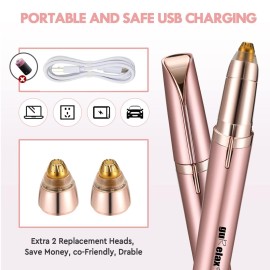 Eyebrow Trimmer for Women, Rechargeable Eyebrow Hair Remover, Painless Electric Razor with 2 x Replacement Heads, Eye Brow and Face Epilator Hair Removal (Rose Gold) Eyebrow Trimmer for Women, Rechargeable Eyebrow Hair Remover, Painless Electric Razor with 2 x Replacement Heads, Eye Brow and Face Epilator Hair Removal (Rose Gold)