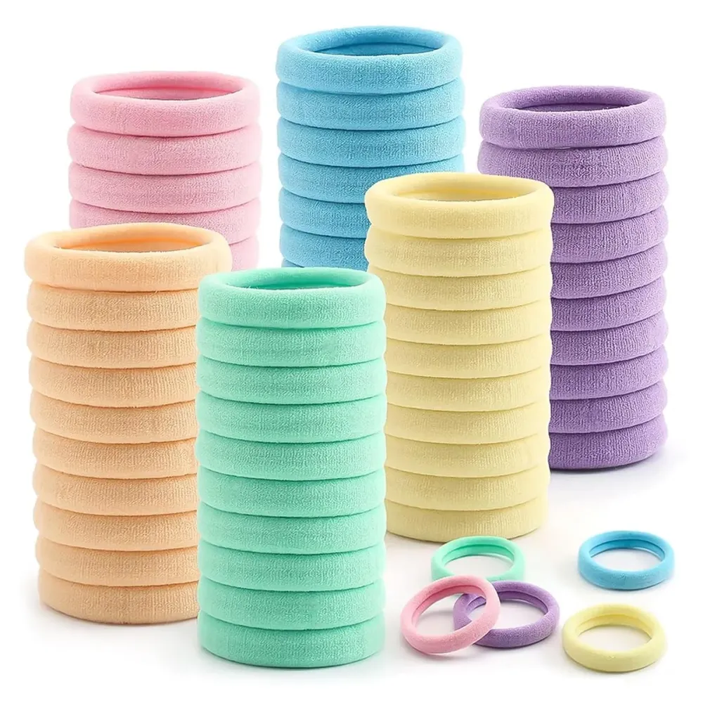 100 Pcs Thick Seamless Spring Hair Ties, Ponytail Holders Hair Accessories No Damage for Thick Hair (Spring Colors)