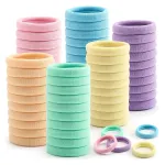 100 Pcs Thick Seamless Spring Hair Ties, Ponytail Holders Hair Accessories No Damage for Thick Hair (Spring Colors)