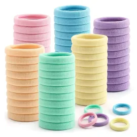 100 Pcs Thick Seamless Spring Hair Ties, Ponytail Holders Hair Accessories No Damage for Thick Hair (Spring Colors)