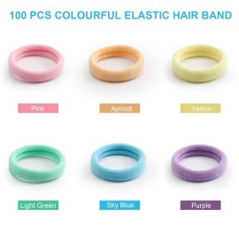 100 Pcs Thick Seamless Spring Hair Ties, Ponytail Holders Hair Accessories No Damage for Thick Hair (Spring Colors)