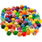 OBTANIM 100 Pieces Colorful Bouncy Balls Bulk Mixed Pattern High Bouncing Balls for Kids Party Favors, Prizes, Birthdays Gift (27 mm)