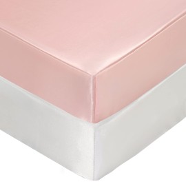 SiinvdaBZX 2 Pcs Satin Crib Sheets for Girls, Silky Soft Crib Fitted Sheets for Standard Crib and Toddler Mattress (Pink & White, 52 x 28 x 8In) SiinvdaBZX 2 Pcs Satin Crib Sheets for Girls, Silky Soft Crib Fitted Sheets for Standard Crib and Toddler Mattress (Pink & White, 52 x 28 x 8In)