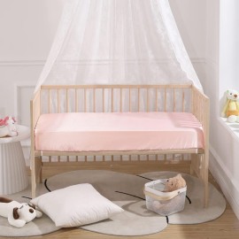 SiinvdaBZX 2 Pcs Satin Crib Sheets for Girls, Silky Soft Crib Fitted Sheets for Standard Crib and Toddler Mattress (Pink & White, 52 x 28 x 8In) SiinvdaBZX 2 Pcs Satin Crib Sheets for Girls, Silky Soft Crib Fitted Sheets for Standard Crib and Toddler Mattress (Pink & White, 52 x 28 x 8In)